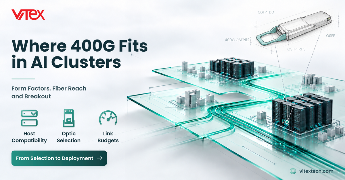 400G optical transceivers guide: where 400G fits in AI clusters, covering form factors, fiber reach and breakout